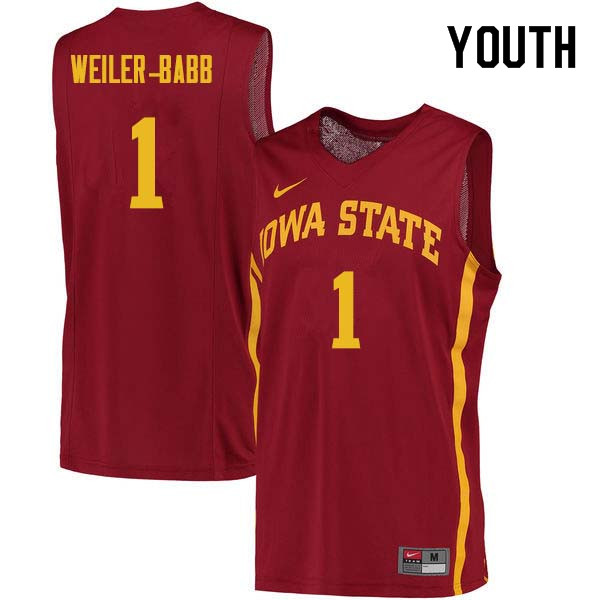 Youth #1 Nick Weiler-Babb Iowa State Cyclones College Basketball Jerseys Sale-Cardinal